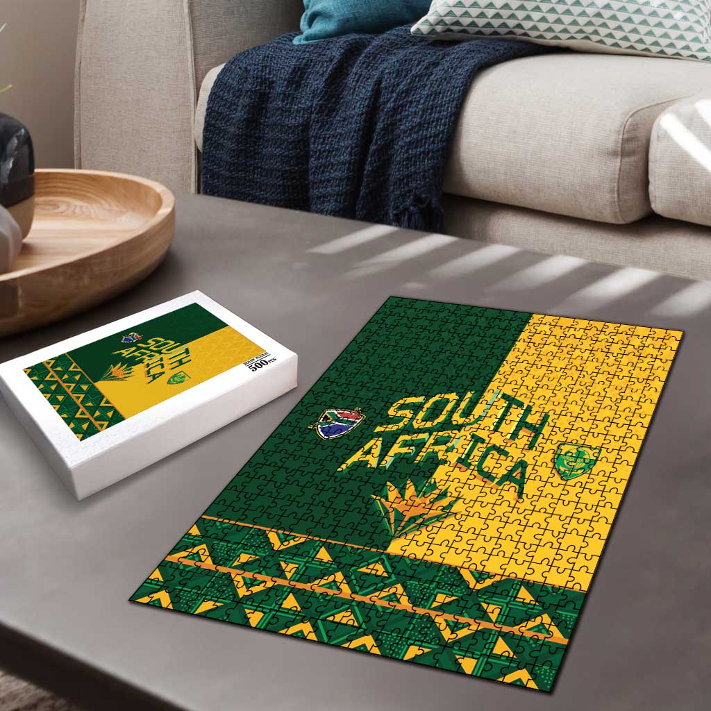 South Africa Football Puzzle Diamond Protea Flower Symmetrical Style