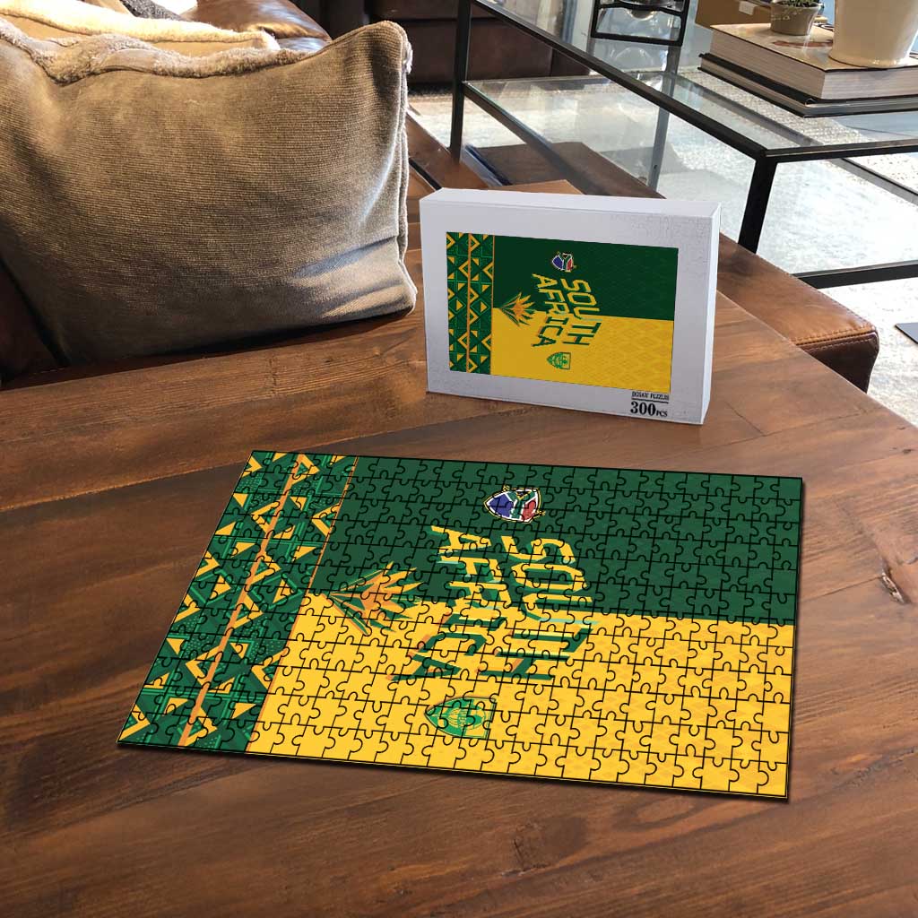 South Africa Football Puzzle Diamond Protea Flower Symmetrical Style