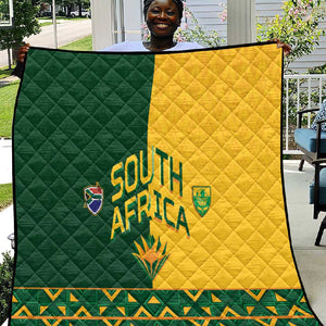 South Africa Football Quilt Diamond Protea Flower Symmetrical Style