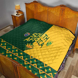 South Africa Football Quilt Diamond Protea Flower Symmetrical Style