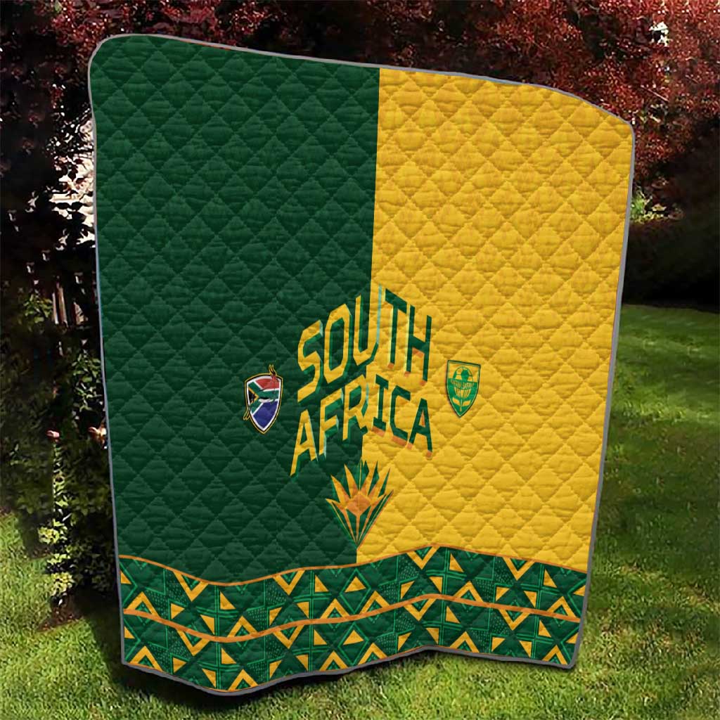 South Africa Football Quilt Diamond Protea Flower Symmetrical Style