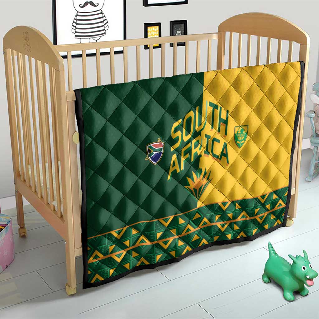 South Africa Football Quilt Diamond Protea Flower Symmetrical Style