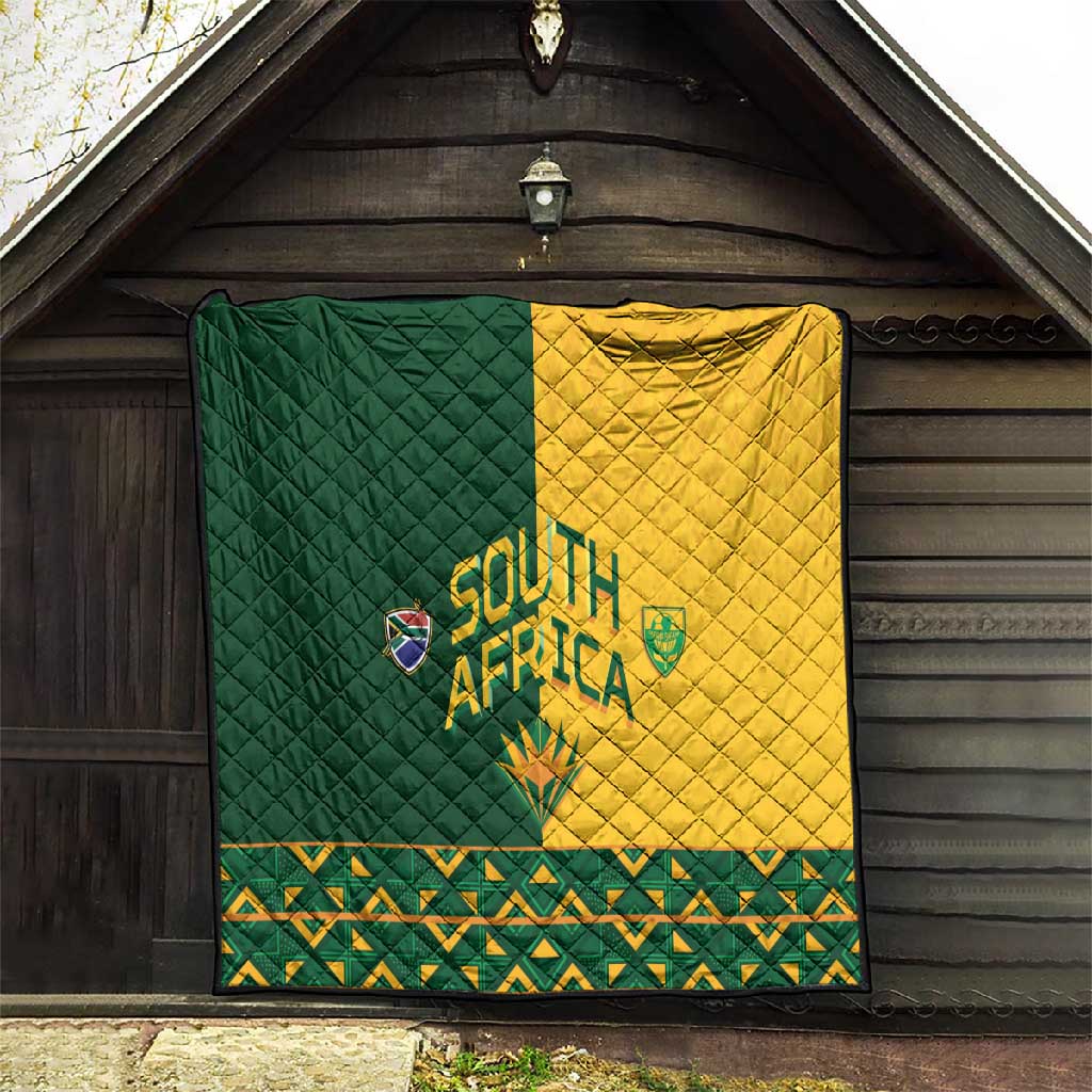 South Africa Football Quilt Diamond Protea Flower Symmetrical Style