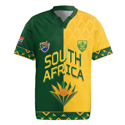Custom South Africa Football Rugby Jersey Diamond Protea Flower Symmetrical Style