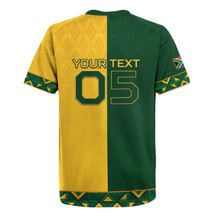 Custom South Africa Football Rugby Jersey Diamond Protea Flower Symmetrical Style