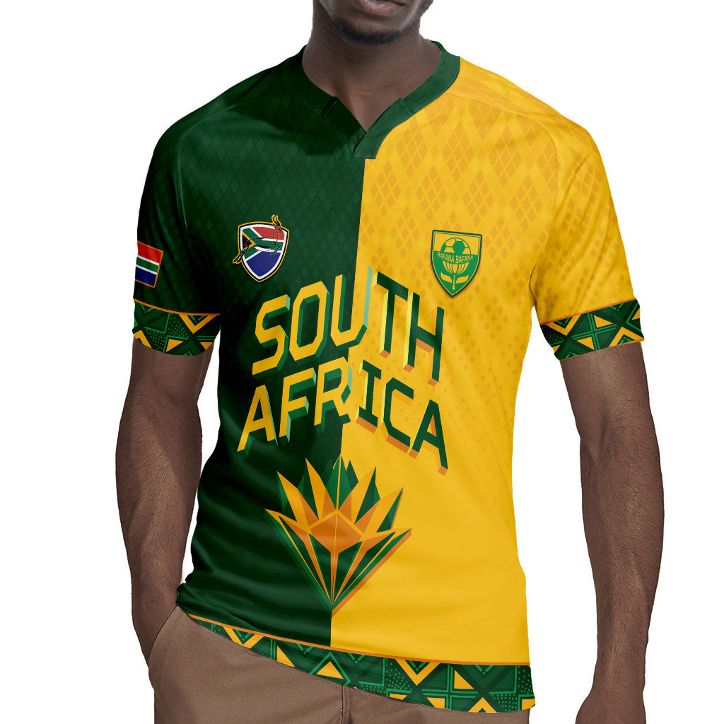 Custom South Africa Football Rugby Jersey Diamond Protea Flower Symmetrical Style