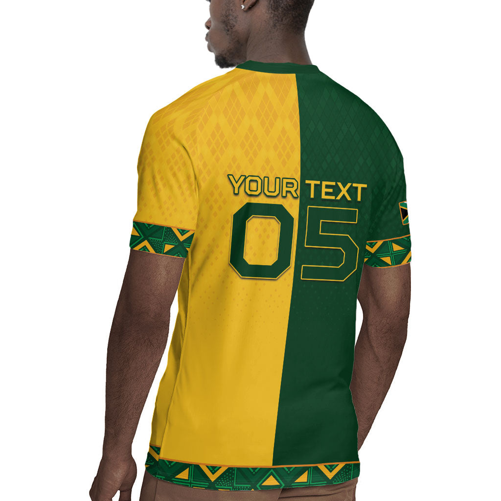 Custom South Africa Football Rugby Jersey Diamond Protea Flower Symmetrical Style