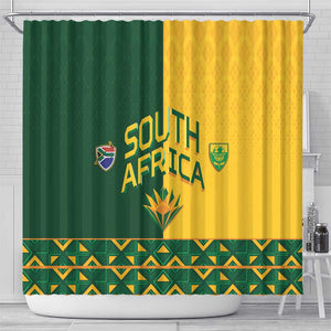 South Africa Football Shower Curtain Diamond Protea Flower Symmetrical Style