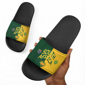 South Africa Football Slide Sandals Diamond Protea Flower Symmetrical Style
