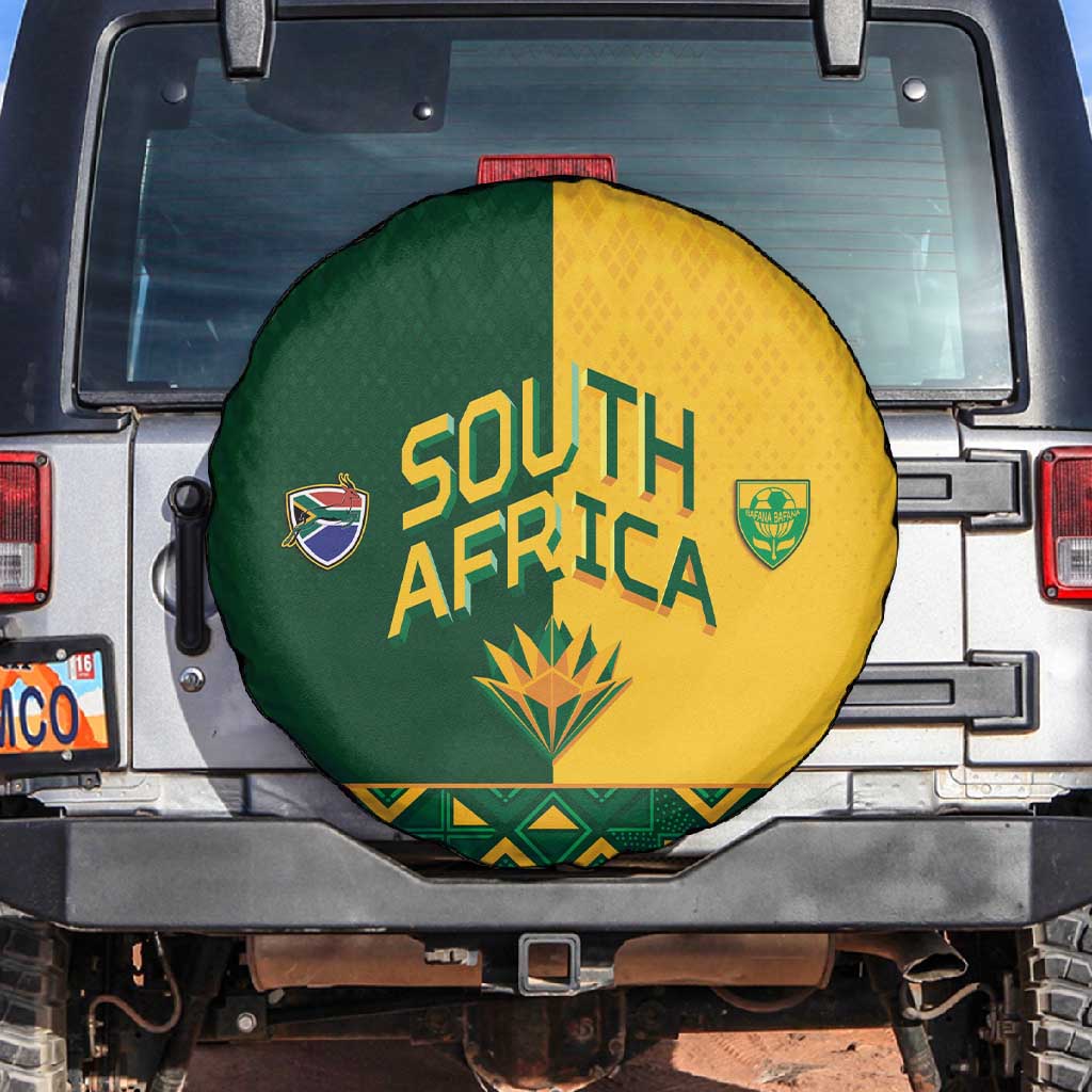 South Africa Football Spare Tire Cover Diamond Protea Flower Symmetrical Style