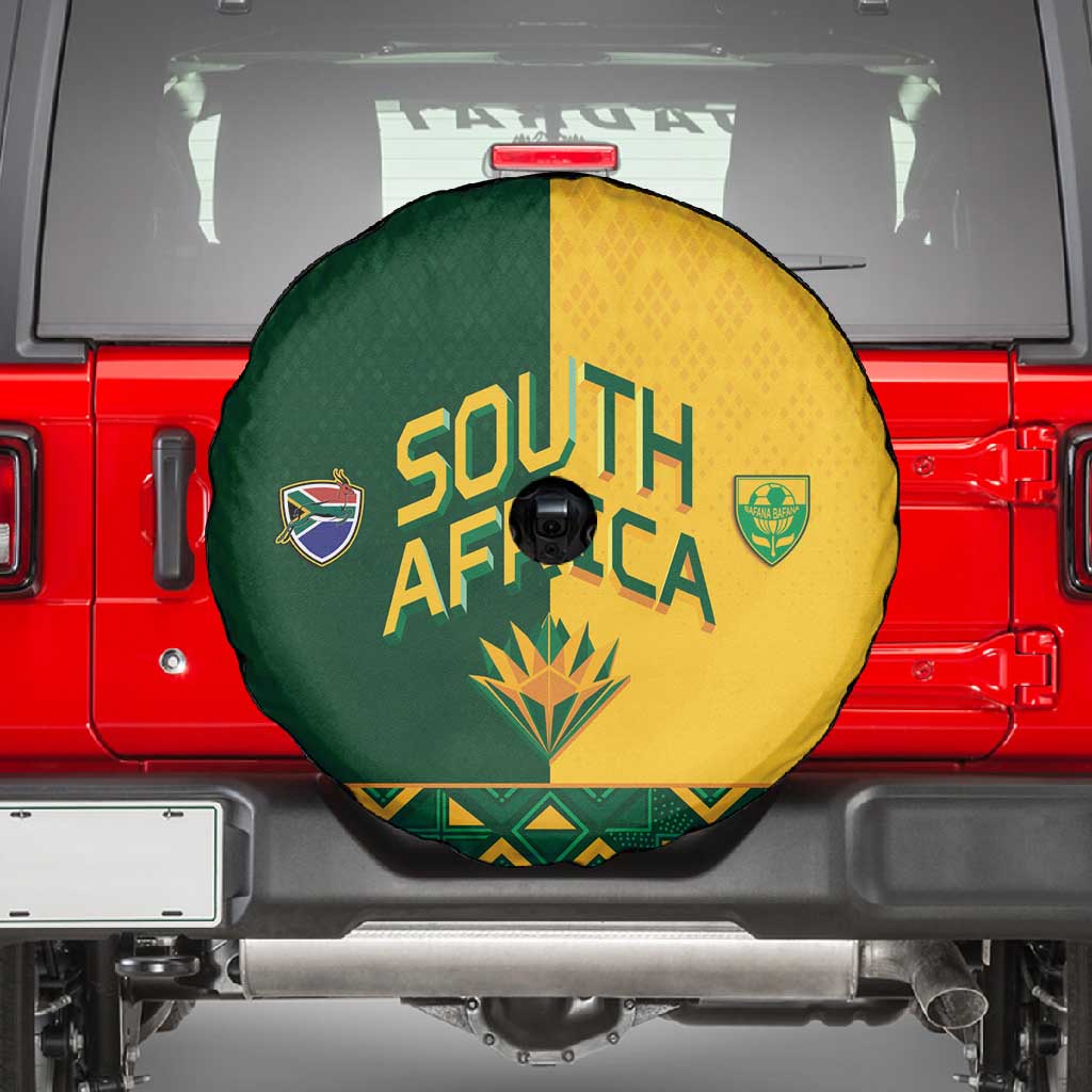 South Africa Football Spare Tire Cover Diamond Protea Flower Symmetrical Style
