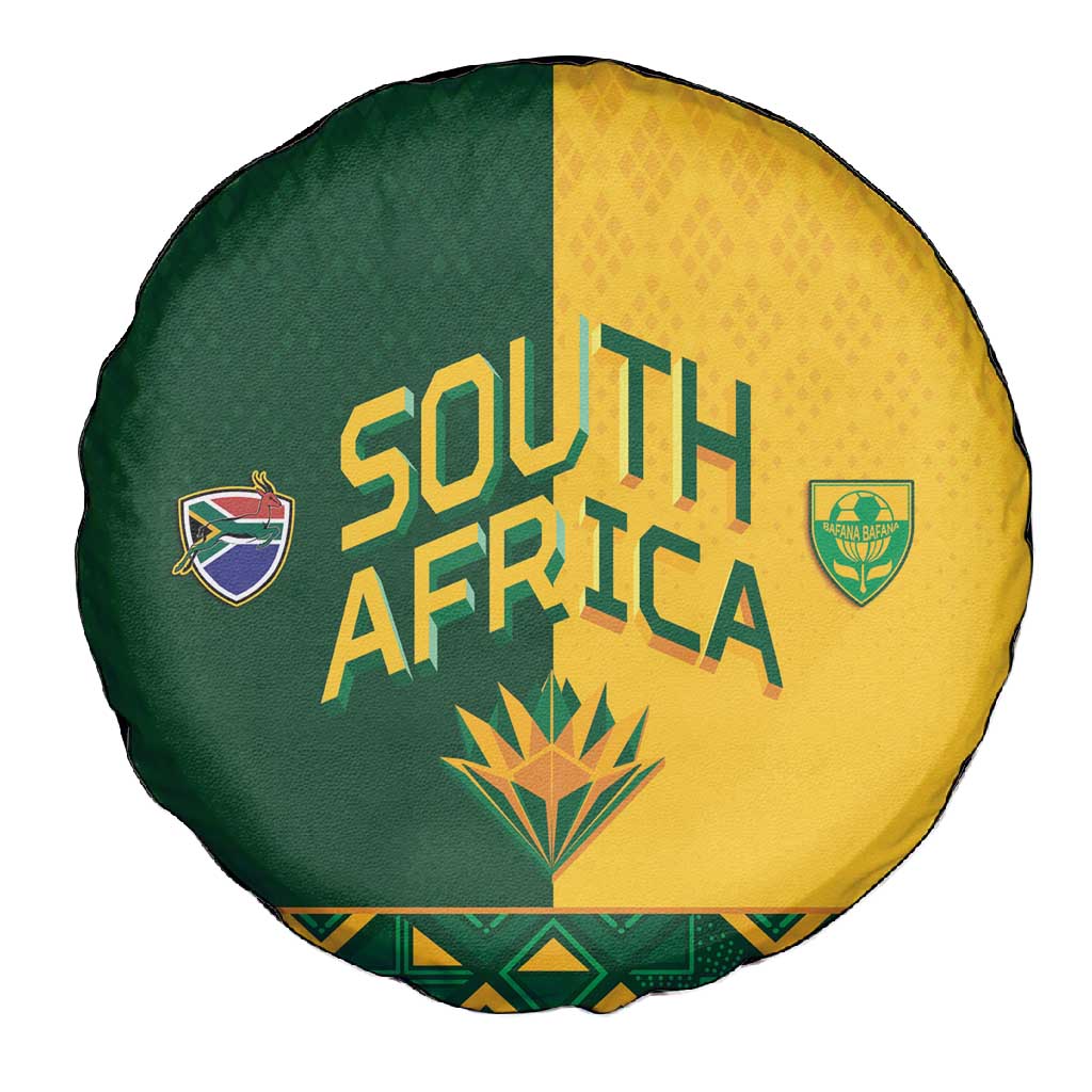 South Africa Football Spare Tire Cover Diamond Protea Flower Symmetrical Style