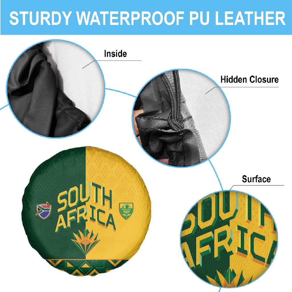South Africa Football Spare Tire Cover Diamond Protea Flower Symmetrical Style