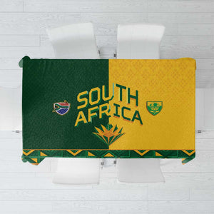 South Africa Football Tablecloth Diamond Protea Flower Symmetrical Style