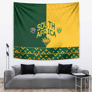 South Africa Football Tapestry Diamond Protea Flower Symmetrical Style