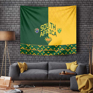 South Africa Football Tapestry Diamond Protea Flower Symmetrical Style