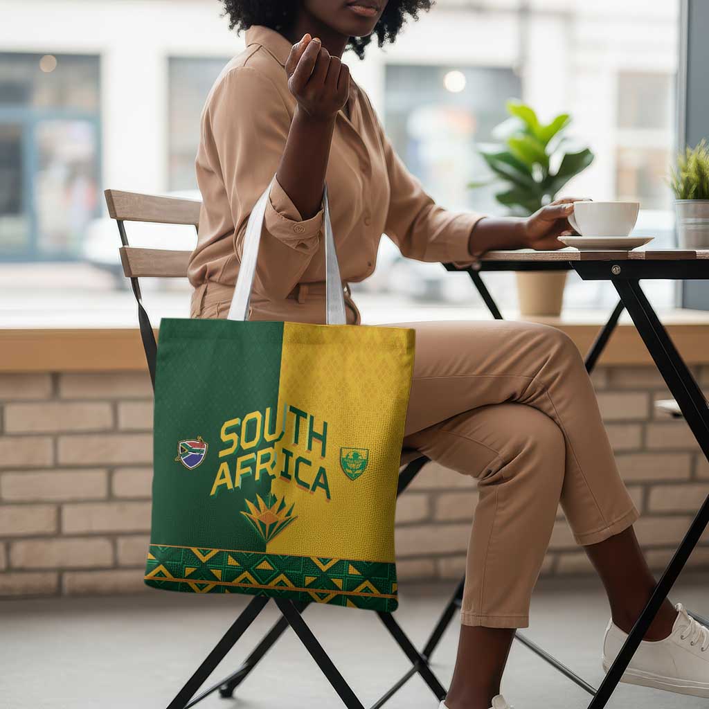 South Africa Football Tote Bag Diamond Protea Flower Symmetrical Style