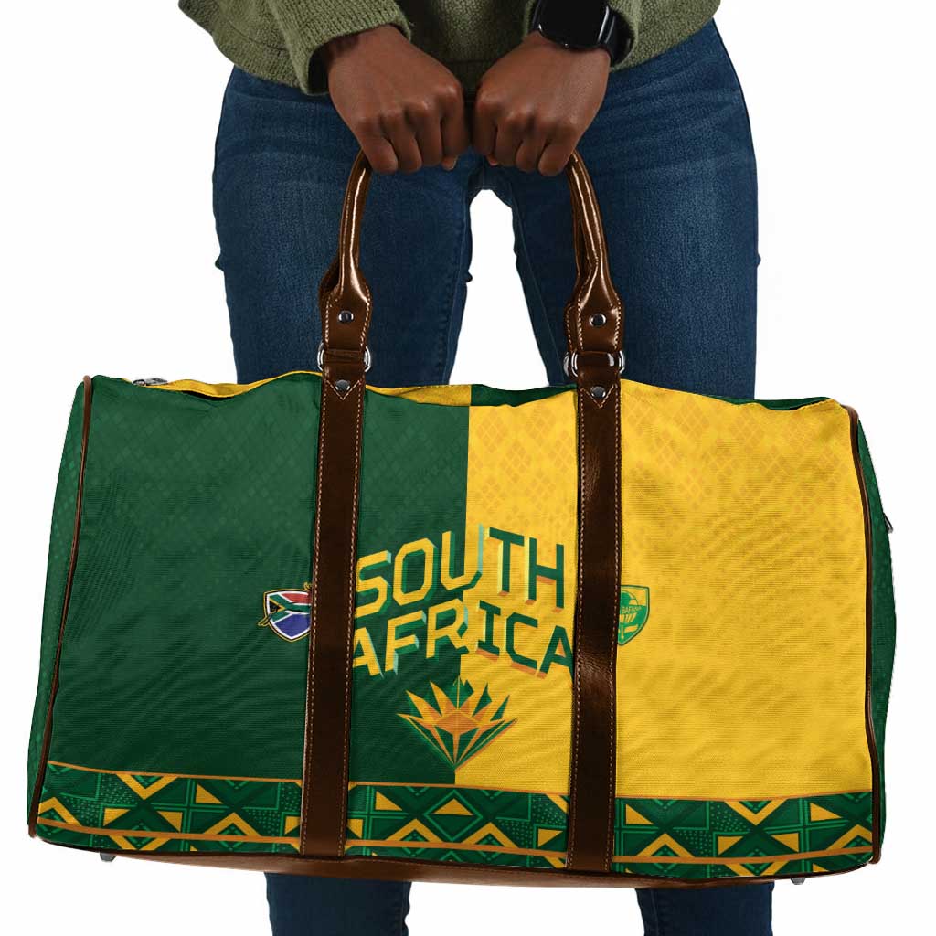 South Africa Football Travel Bag Diamond Protea Flower Symmetrical Style