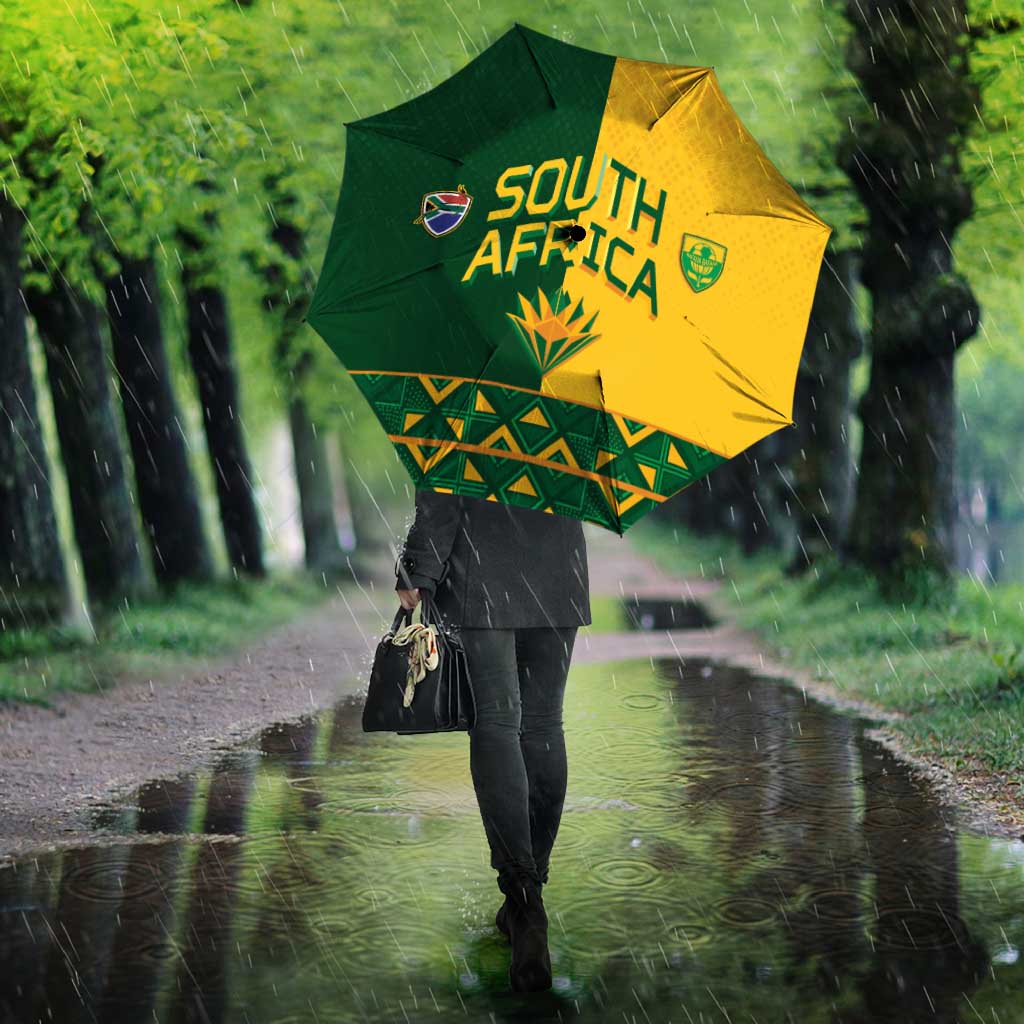 South Africa Football Umbrella Diamond Protea Flower Symmetrical Style