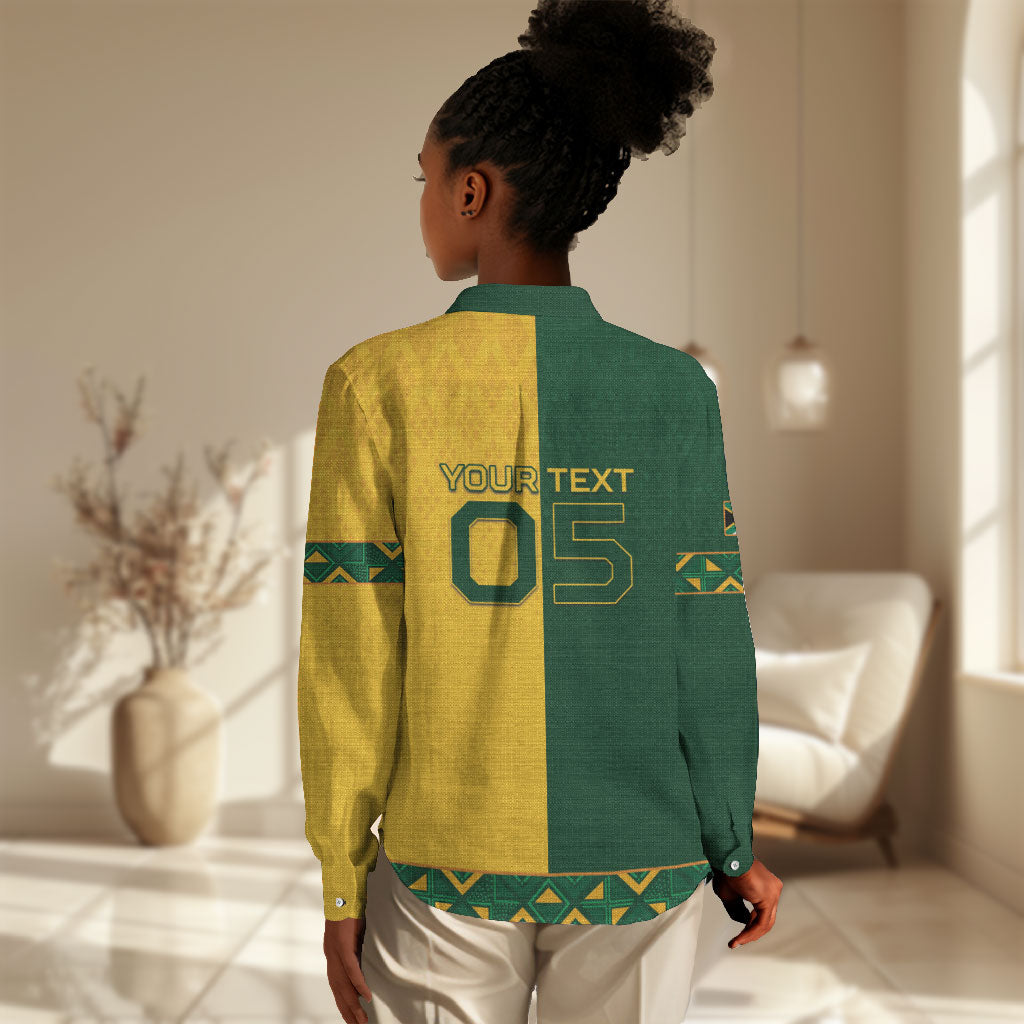 Custom South Africa Football Women Casual Shirt Diamond Protea Flower Symmetrical Style