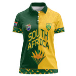 Custom South Africa Football Women Polo Shirt Diamond Protea Flower Symmetrical Style