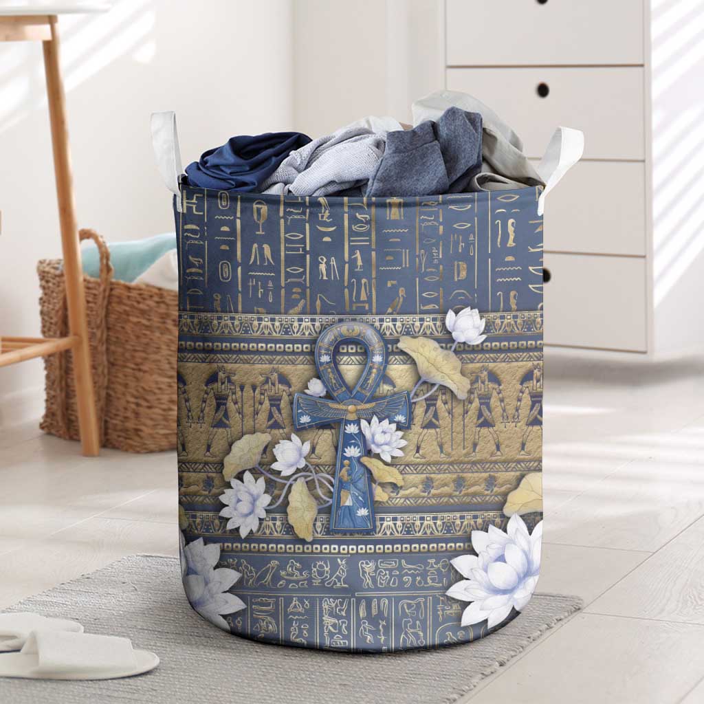 Ankh Egypt Laundry Basket Egyptian Lotus Flowers