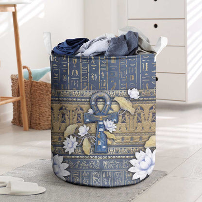 Ankh Egypt Laundry Basket Egyptian Lotus Flowers