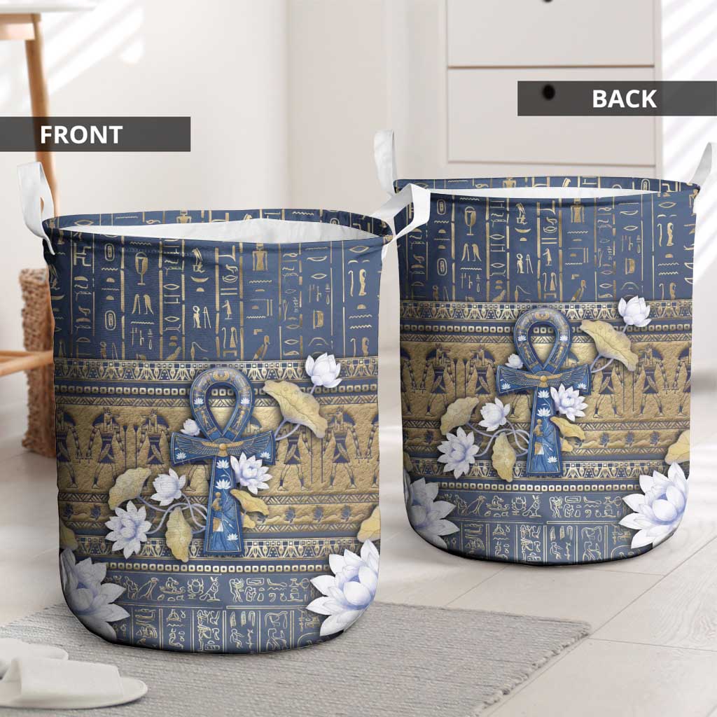 Ankh Egypt Laundry Basket Egyptian Lotus Flowers