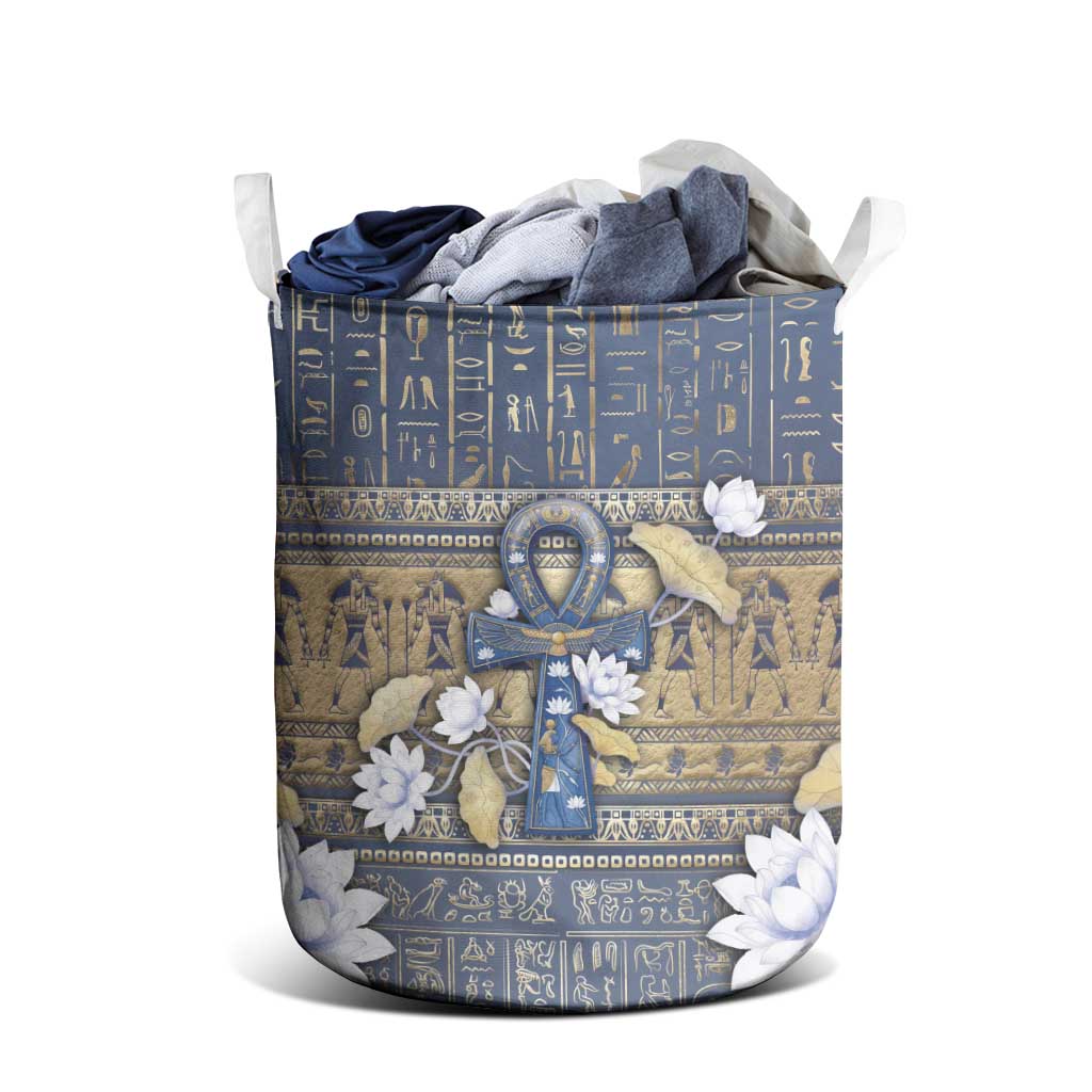 Ankh Egypt Laundry Basket Egyptian Lotus Flowers