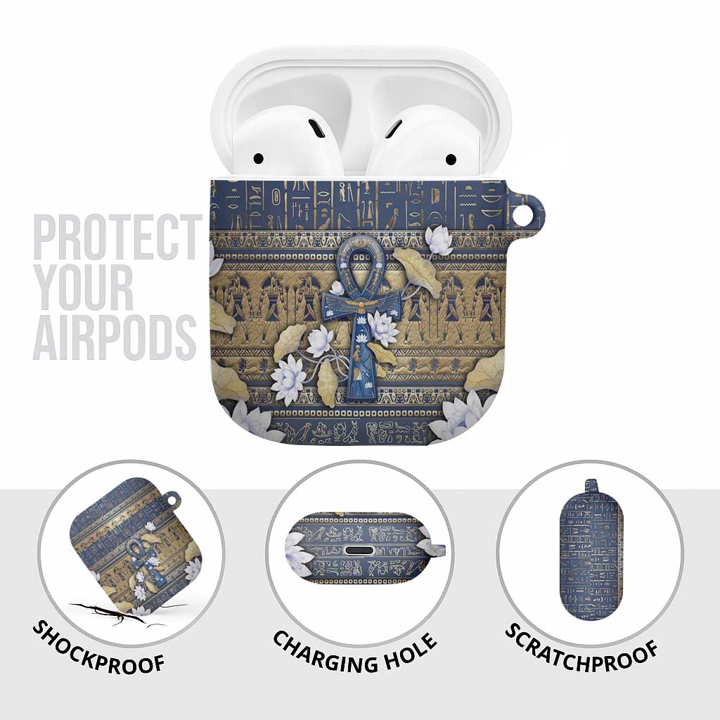 Ankh Egypt AirPods Case Egyptian Lotus Flowers