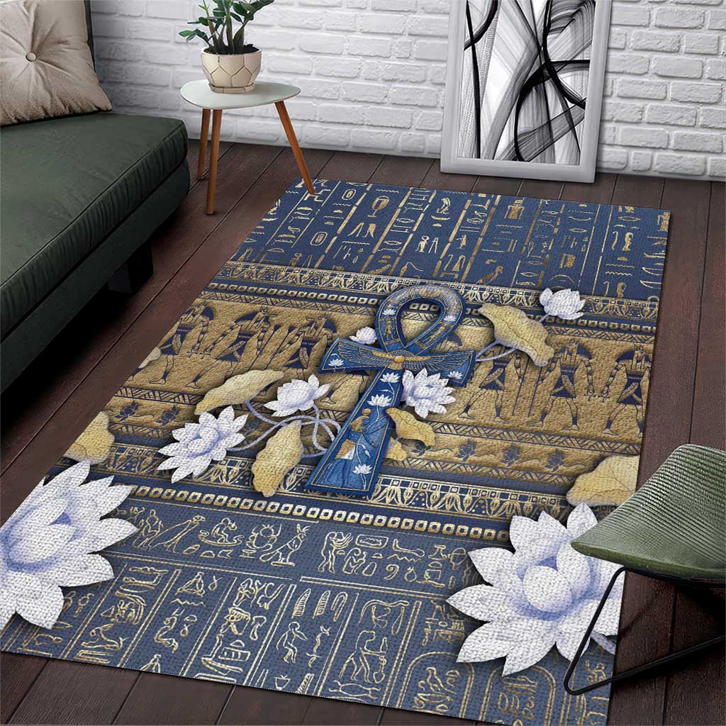 Ankh Egypt Area Rug Egyptian Lotus Flowers