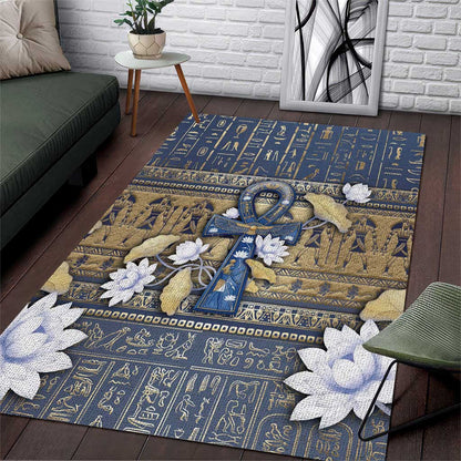Ankh Egypt Area Rug Egyptian Lotus Flowers
