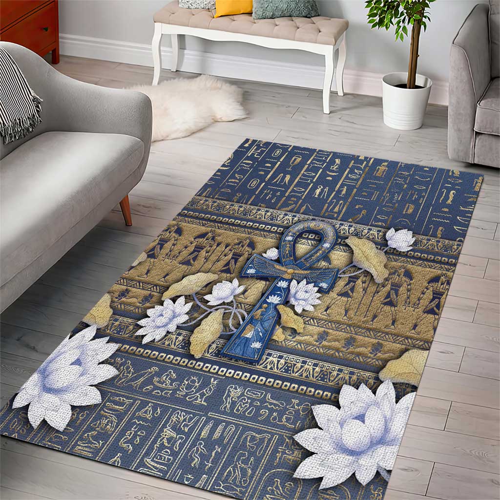 Ankh Egypt Area Rug Egyptian Lotus Flowers