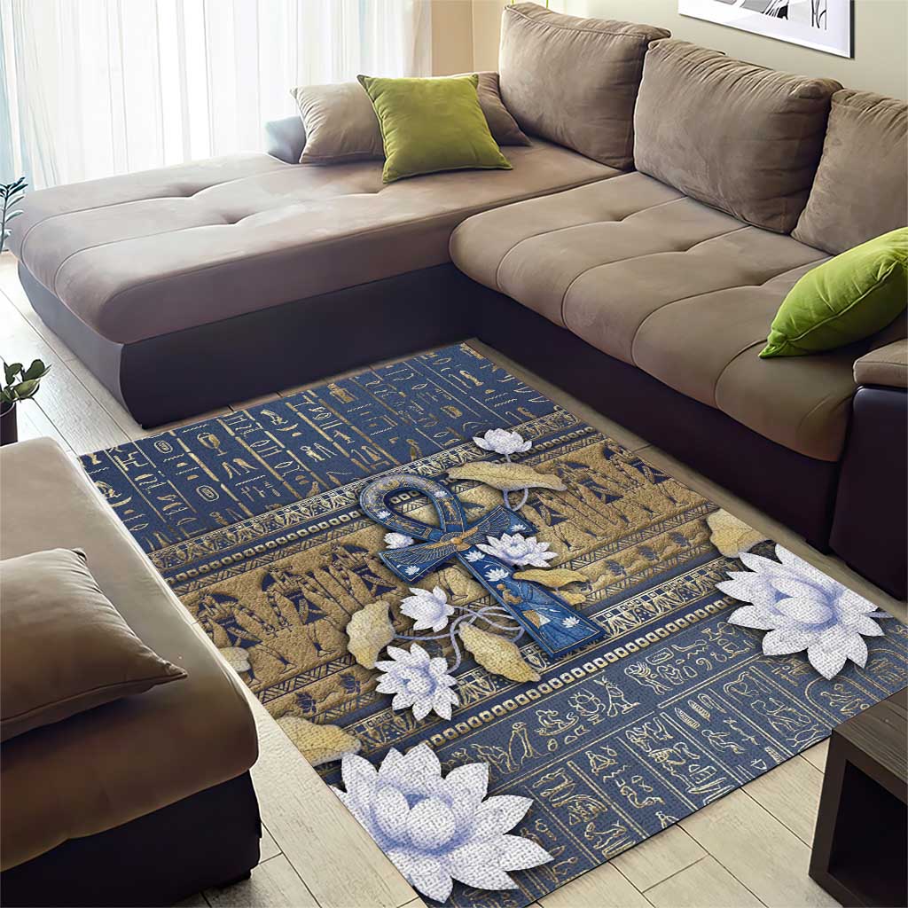 Ankh Egypt Area Rug Egyptian Lotus Flowers