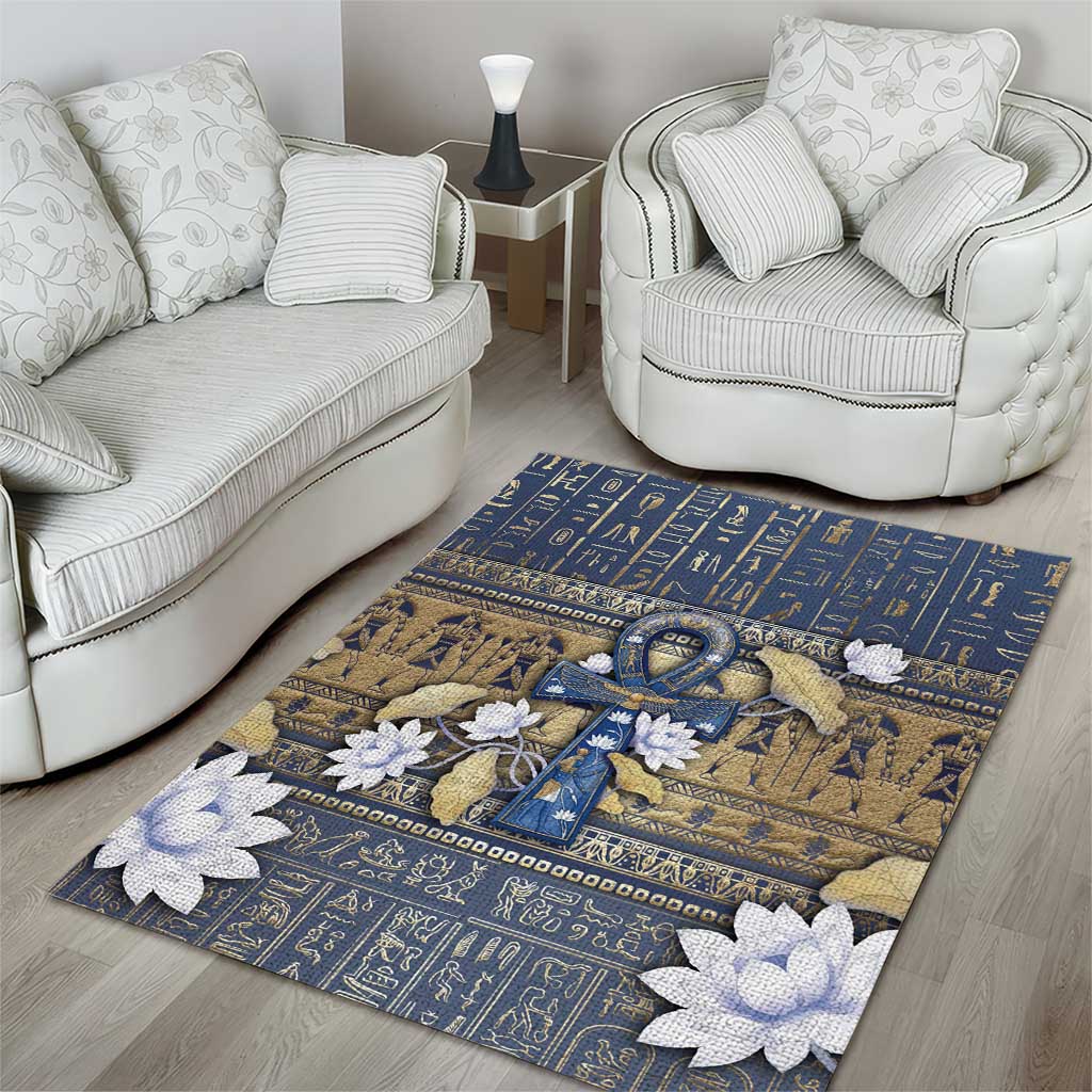 Ankh Egypt Area Rug Egyptian Lotus Flowers