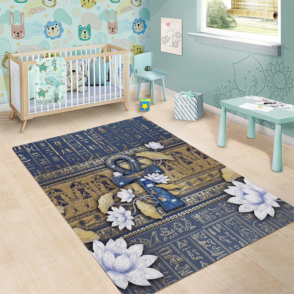 Ankh Egypt Area Rug Egyptian Lotus Flowers