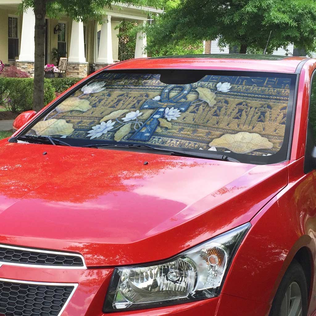 Ankh Egypt Auto Sun Shade Egyptian Lotus Flowers