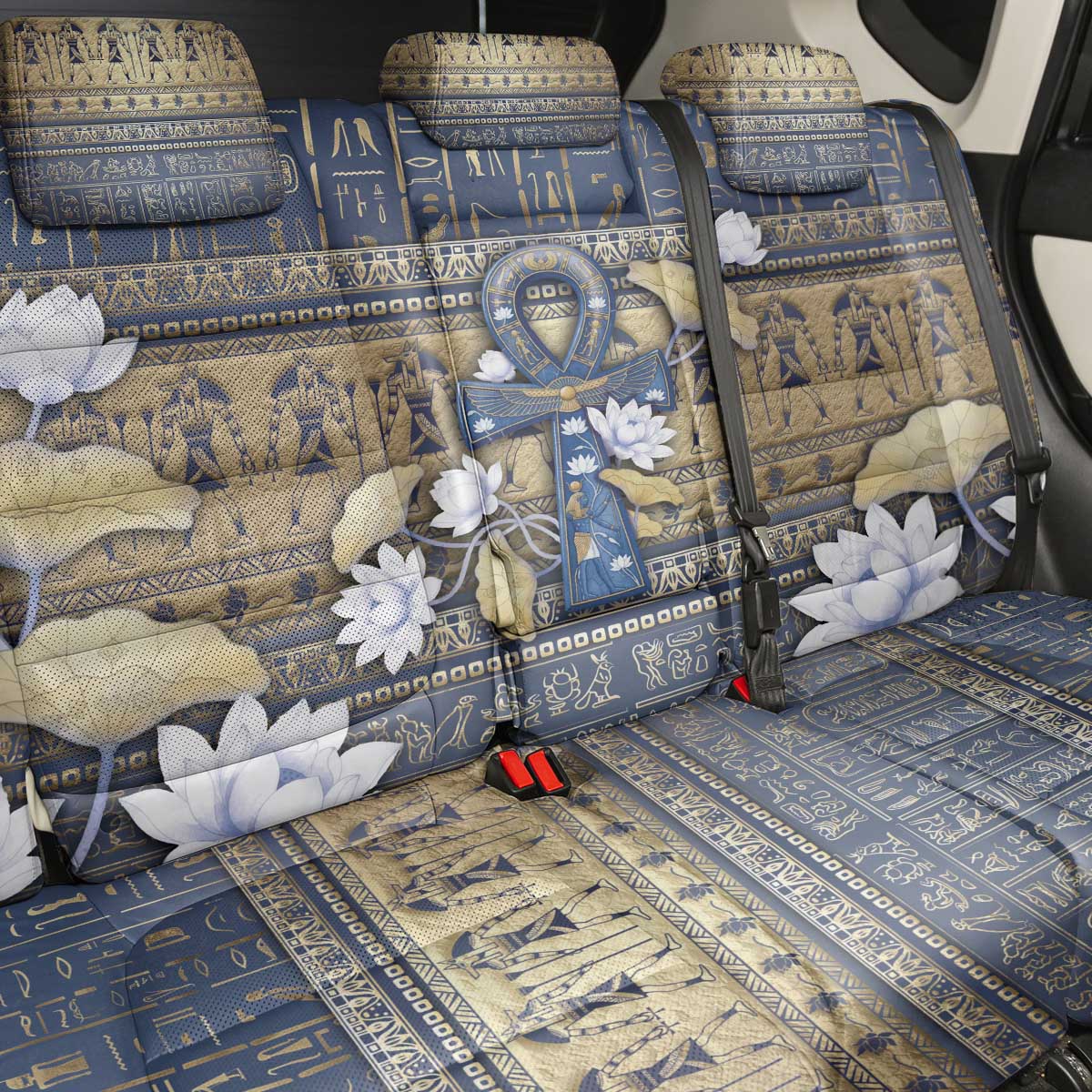 Ankh Egypt Back Car Seat Cover Egyptian Lotus Flowers