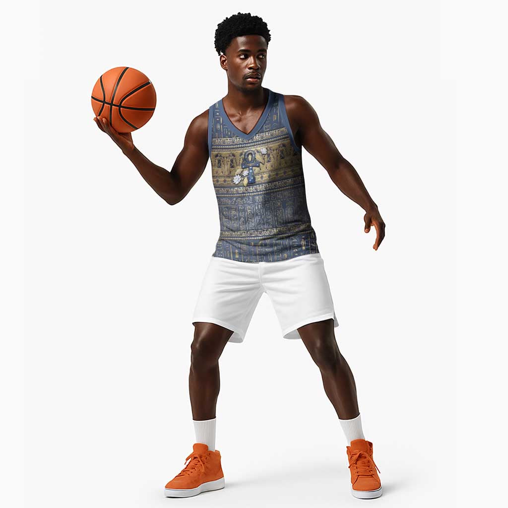 Ankh Egypt Basketball Jersey Egyptian Lotus Flowers