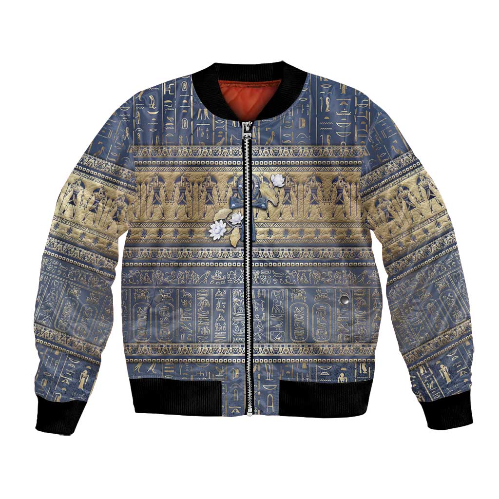 Ankh Egypt Bomber Jacket Egyptian Lotus Flowers