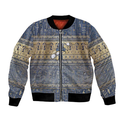 Ankh Egypt Bomber Jacket Egyptian Lotus Flowers