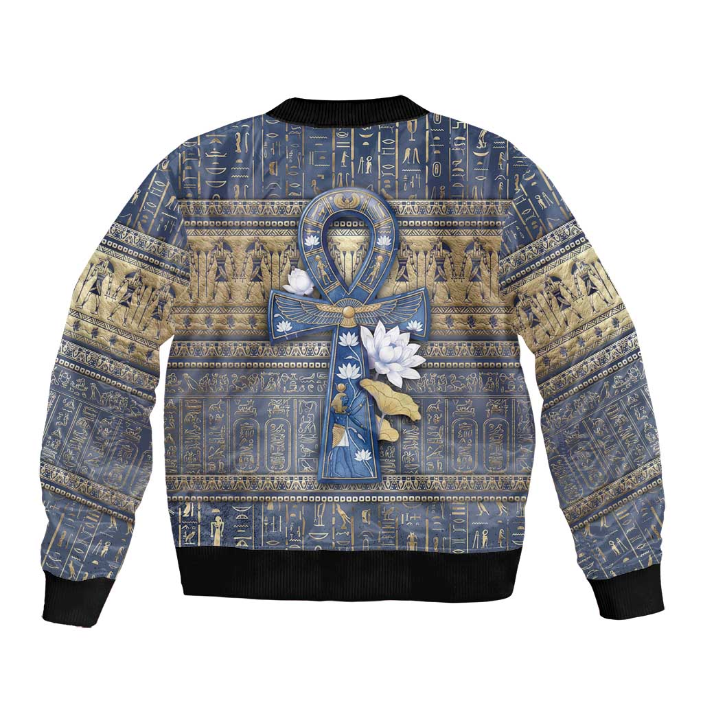 Ankh Egypt Bomber Jacket Egyptian Lotus Flowers