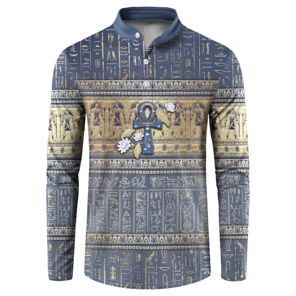 Ankh Egypt Button Sweatshirt Egyptian Lotus Flowers