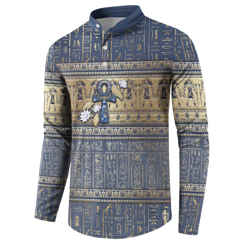 Ankh Egypt Button Sweatshirt Egyptian Lotus Flowers