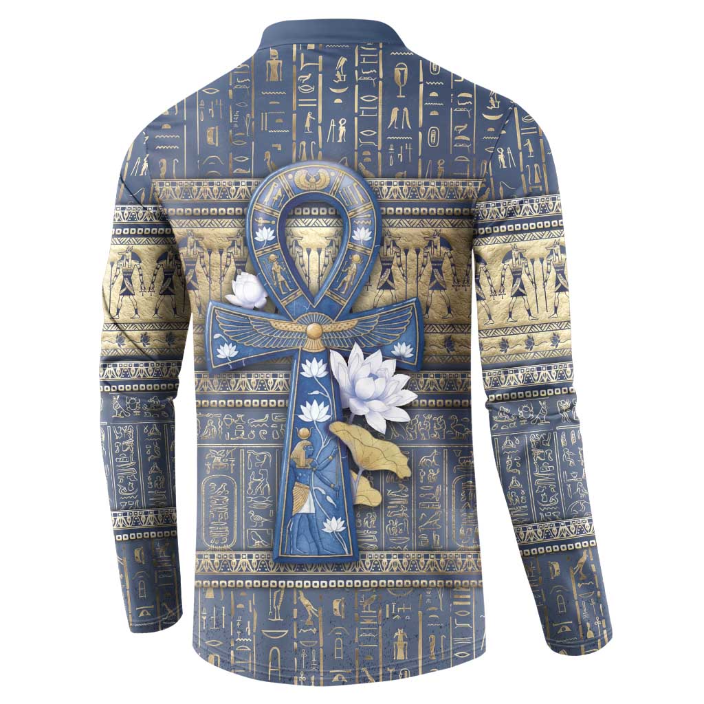 Ankh Egypt Button Sweatshirt Egyptian Lotus Flowers