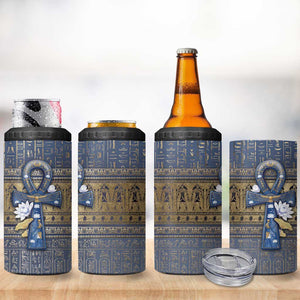 Ankh Egypt 4 in 1 Can Cooler Tumbler Egyptian Lotus Flowers