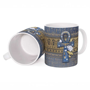 Ankh Egypt Ceramic Mug Egyptian Lotus Flowers