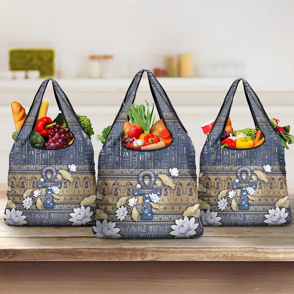 Ankh Egypt Grocery Bag Egyptian Lotus Flowers