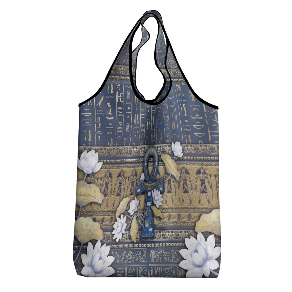 Ankh Egypt Grocery Bag Egyptian Lotus Flowers