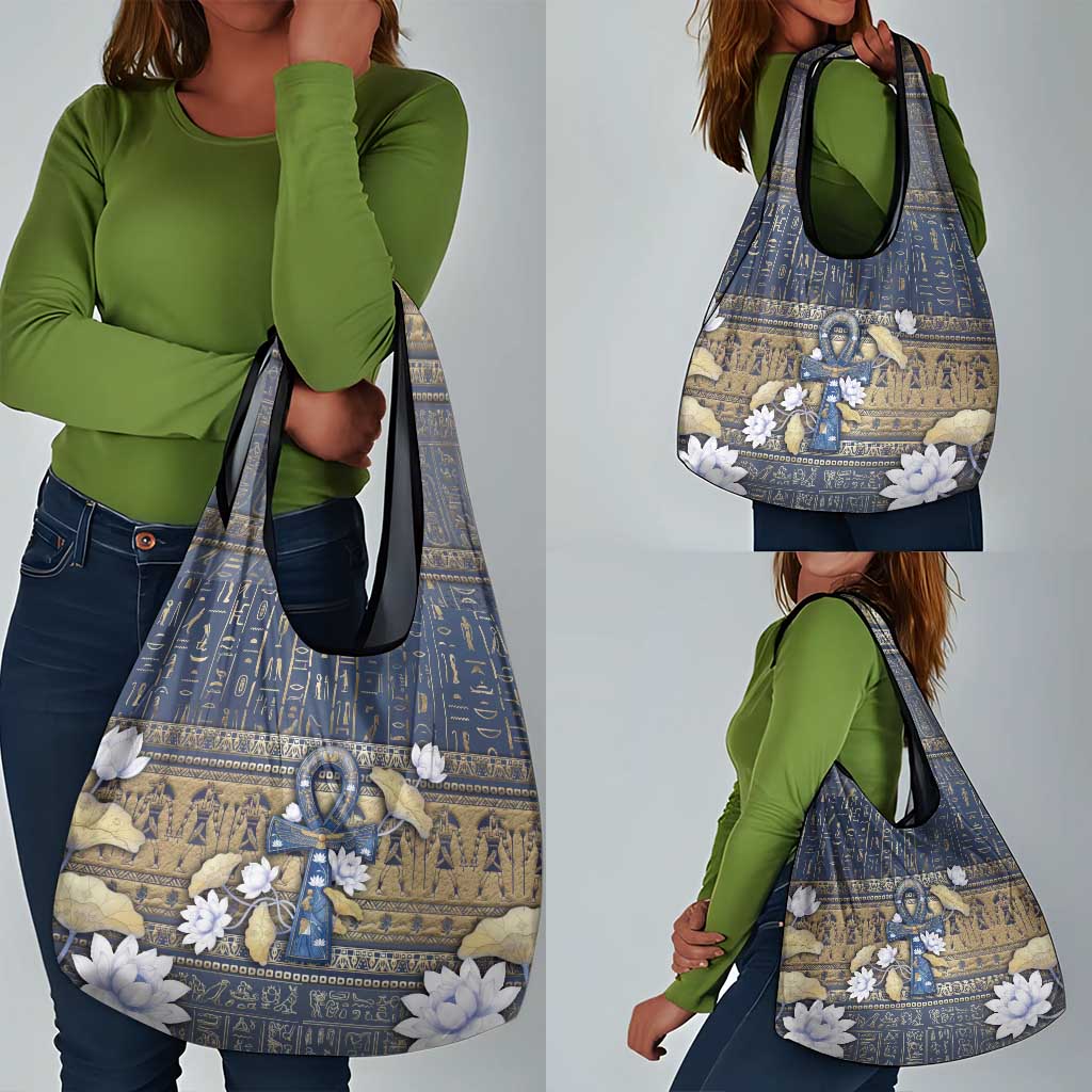 Ankh Egypt Grocery Bag Egyptian Lotus Flowers